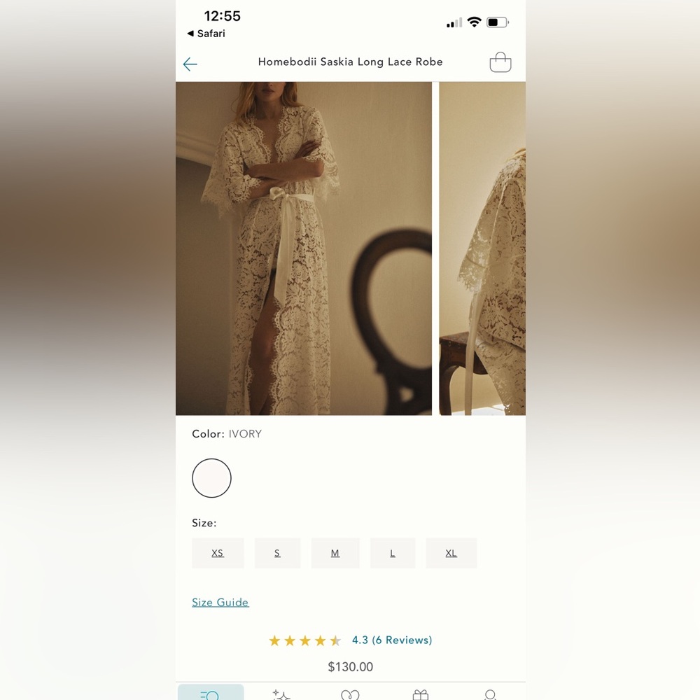 Homebodii Saskia Long Lace Robe- Ivory Bridal Robe